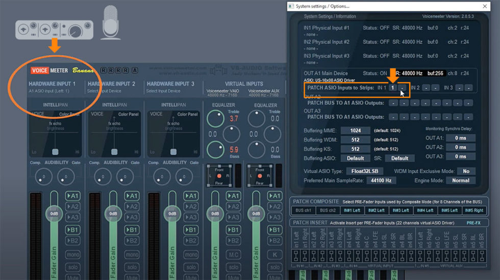 Setup a Mic with your ASIO audio interface VOICEMEETER by VBAUDIO
